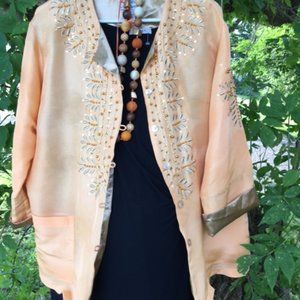 Luxurious, NWT, 100% Silk, Embroidered Jacket 1X.